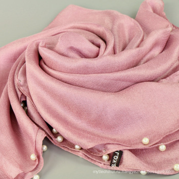 Новые тенденции высокой моды мусульманский платок скромный Голландия хлопковое постельное белье жемчужина из бисера хиджаб шарф